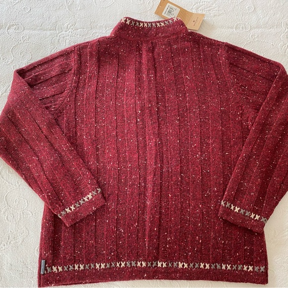 Woolrich Wool Blend Sweater 1/4 Zip Deep Ruby Heather Pullover Medium NWT - Picture 2 of 10